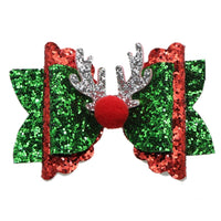 Glitter Christmas Rudolph Premade Bow
