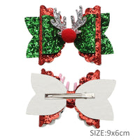 Glitter Christmas Rudolph Premade Bow
