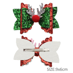 Glitter Christmas Rudolph Premade Bow