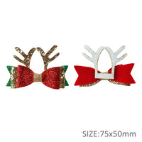 Glitter Christmas Gold Antler Bow
