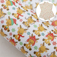 Christmas Baby Reindeer with Hats Faux Leather Sheet
