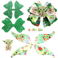 Pre Cut Christmas Baby Yoda Faux Leather Bow