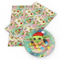 Christmas Baby Yoda Ombre Faux Leather Sheet