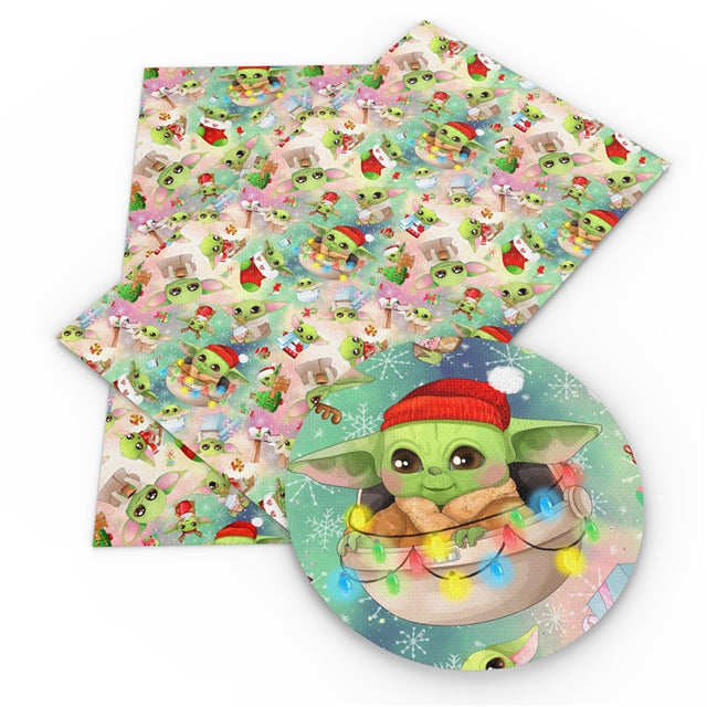 Christmas Baby Yoda Ombre Faux Leather Sheet