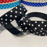 Spots Black / White 7/8" Ribbon