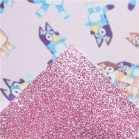 Dog on Lavender with Pink Fine Glitter Double Sided Faux Leather Sheet
