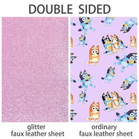Dog on Lavender with Pink Fine Glitter Double Sided Faux Leather Sheet
