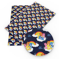 Care Bears on Navy Faux Leather Sheet