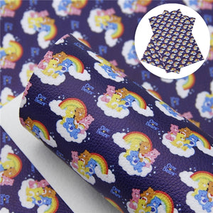 Care Bears on Navy Faux Leather Sheet