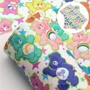 Care Bears on Glitter White Faux Leather Sheet