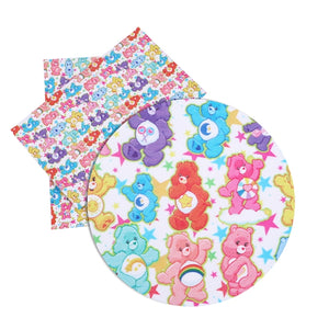 Care Bears on White Faux Leather Sheet