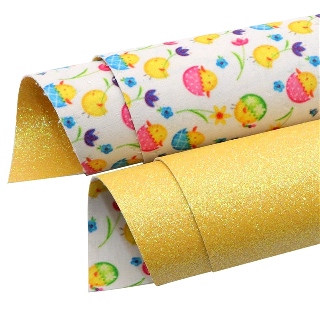 Easter Chicks in Eggs with Yellow Fine Glitter Double Sided Sheet