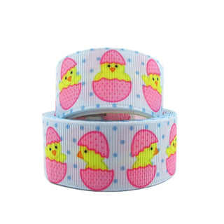 Chicks in Pink Eggs on Blue 1