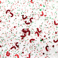 White Chunky with Christmas Candy Cane Sequin Faux Leather Sheet
