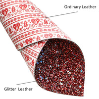 Christmas Heart Pattern with Red Chunky Double Sided Faux Leather Sheet
