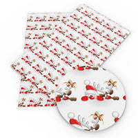 Christmas Santa & Reindeer Hiding Faux Leather Sheet
