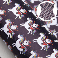 Christmas Santa & His Unicorn Faux Leather Sheet
