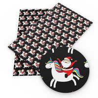 Christmas Santa & His Unicorn Faux Leather Sheet
