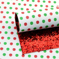 Christmas Spots with Red Chunky Glitter Double Sided Faux Leather Sheet
