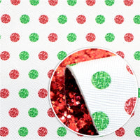 Christmas Spots with Red Chunky Glitter Double Sided Faux Leather Sheet
