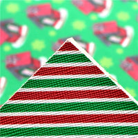 Christmas Stripe with Houses on Green Double Sided Faux Leather Sheet
