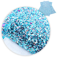 Chunky Blue with Pink Flecks Glitter Faux Leather Sheet