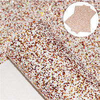Chunky Gold, Red & White Glitter Faux Leather Sheet