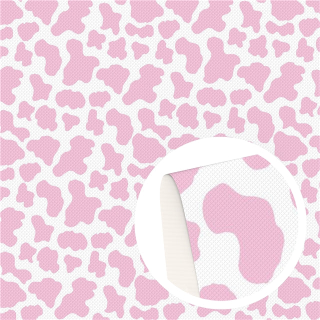 Cow Pink Print Faux Leather Sheet