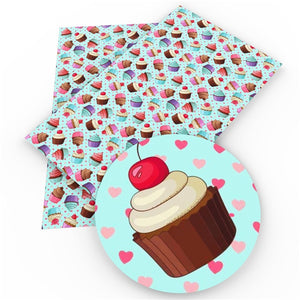 Cupcakes Faux Leather Sheet