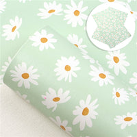 Floral Daisys on Green Faux Leather Sheet