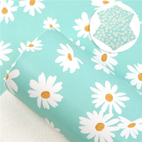 Floral Daisys on Blue Faux Leather Sheet