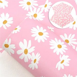 Floral Daisys on Pink Faux Leather Sheet