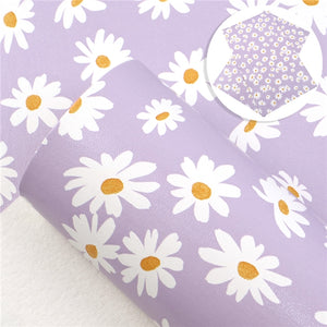 Floral Daisys on Purple Faux Leather Sheet