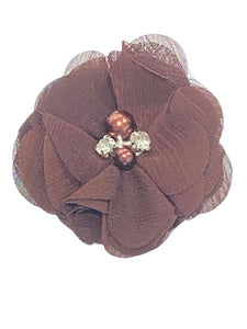 Chiffon Flower with Pearl/Rhinestone 5cm