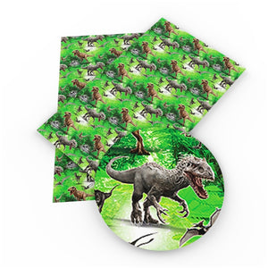Dinosaurs on Green Faux Leather Sheet