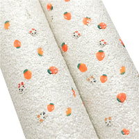 Chunky White Glitter with Rabbit Carrot Clay Embellishment Faux Leather Sheet
