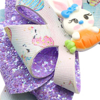 Pre Cut Easter Ombre Purple & Bunny with Carrot Faux Leather Bow