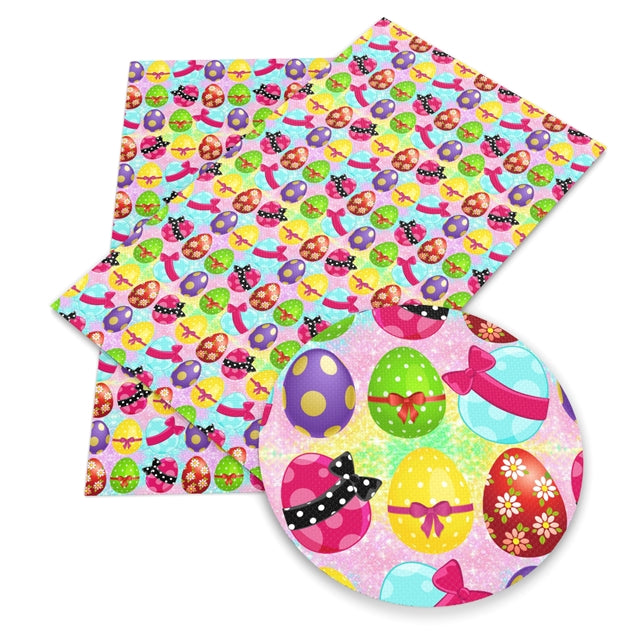 Easter Eggs Bright & Patterns Faux Leather Sheet