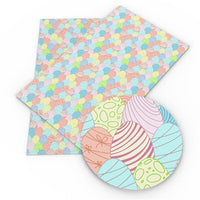 Easter Eggs Striped Pattern Faux Leather Sheet
