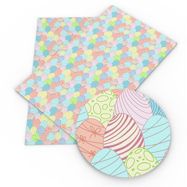 Easter Eggs Striped Pattern Faux Leather Sheet