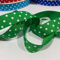 Spots Emerald / White 7/8" Ribbon