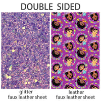 Encanto with Purple Chunky Glitter Double Sided Faux Leather Sheet