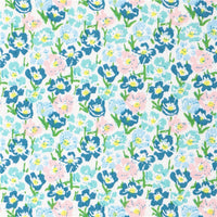 Floral Blues with Light Blue Litchi Double Sided Sheet