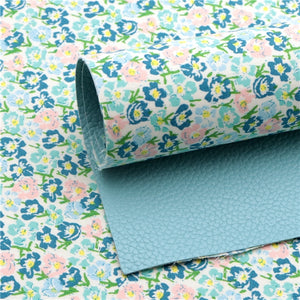 Floral Blues with Light Blue Litchi Double Sided Sheet