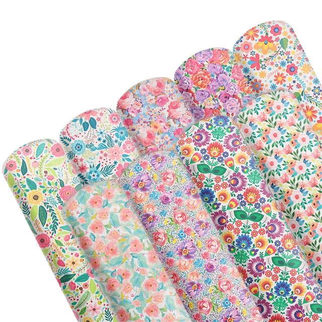 Floral Mixed #2 Faux Leather Full Sheet Pack of 9