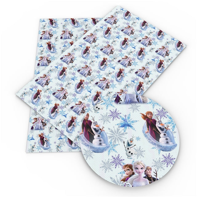 Frozen Sisters on White Faux Leather Sheet