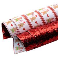 Christmas Gingerbread Couple with Red Chunky Double Sided Faux Leather Sheet