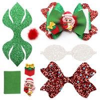 Pre Cut Christmas Girl with Santa Hat Faux Leather Bow
