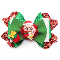 Pre Cut Christmas Girl with Santa Hat Faux Leather Bow
