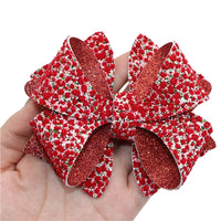 Pre Cut Christmas Glitter Faux Leather Bow
